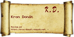 Kron Donát névjegykártya